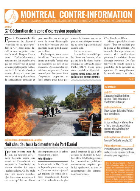 Montreal Counter-Info #6 (Spring 2018)