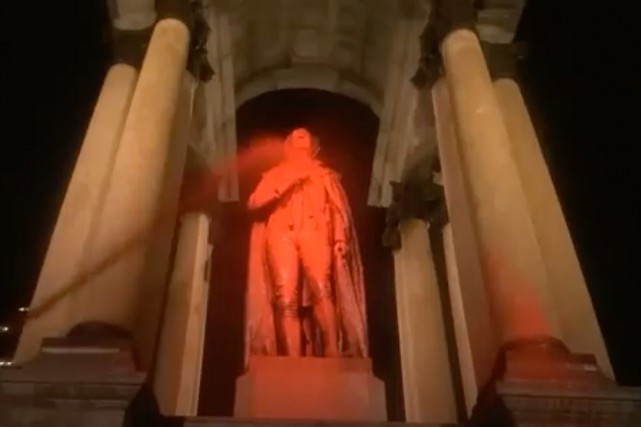 Colonial & Racist John A. Macdonald Monument once again vandalized with red paint in Montreal