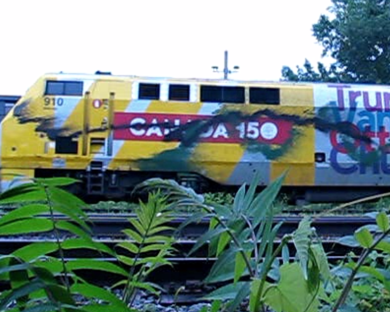 Fuck Canada: VIA Rail celebration of colonial genocide covered in the colours of green anarchy