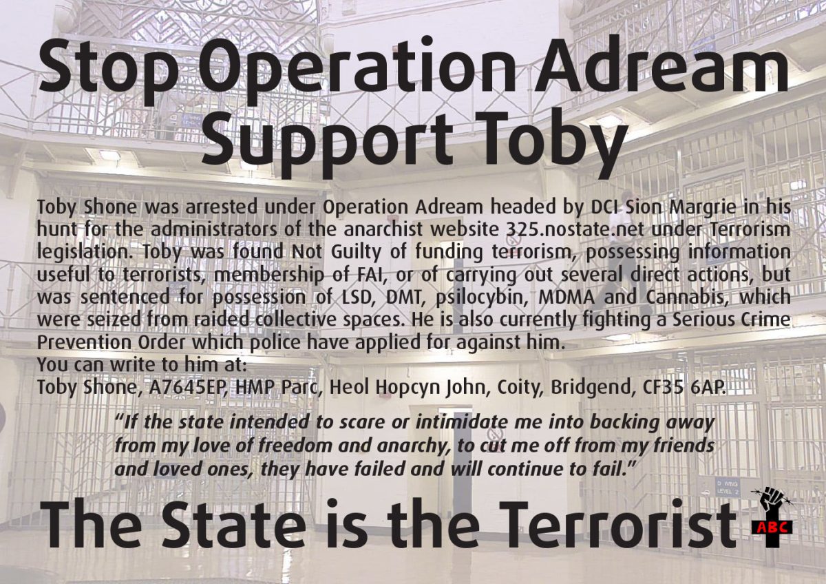 UK: Two statements from anarchist prisoner Toby Shone